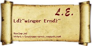 Lőwinger Ernő névjegykártya
